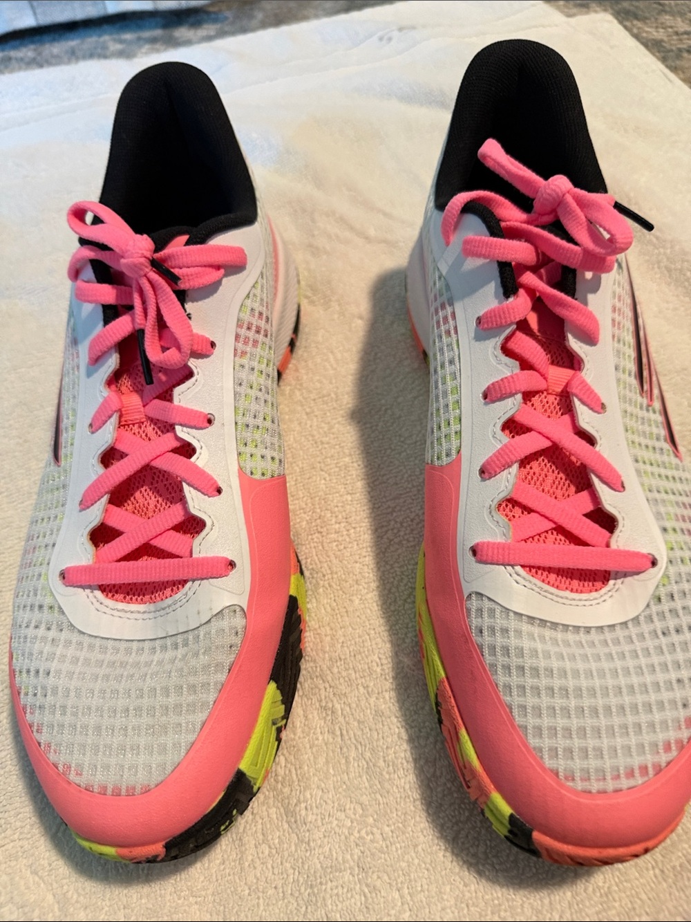 Skechers Women's White Pink Athletic Sneakers with Neon Accents